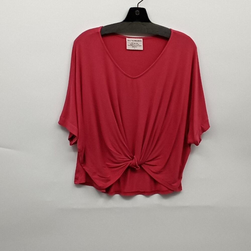 Built By Dreamers Women's Pink Short Sleeve Twist Tie Front Tee Size Small
